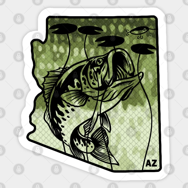 Big Bass Fishing Arizona State Largemouth Bass Fisherman Bass Boat Favorite Sticker by TeeCreations